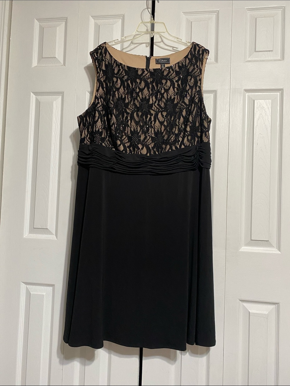 dressbarn Black and Nude Lace A-Line Cocktail Dress